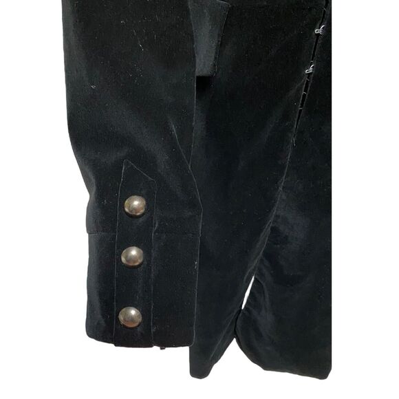 Brandon Thomas Sz 12 Black Velvet Long Coat Military Gothic Steampunk Victorian - Picture 9 of 16